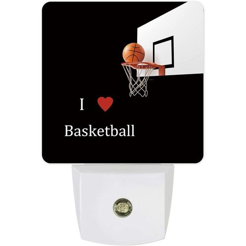 Veilleuse Led Enfichable I Love Basketball, Du Crepuscule A L'aube, Avec Capteur De Mouvement, Lampe De Nuit Pour Chambre A Coucher, Cuisine, Couloir, Escaliers