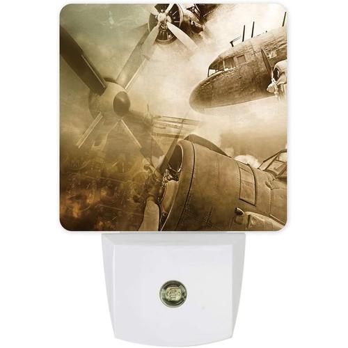 Veilleuse Led A Brancher, Vintage, Arriere-Plan D'avion, Crepuscule A L'aube, Capteur De Mouvement, Lampe De Nuit Pour Chambre A Coucher, Cuisine, Couloir, Escaliers