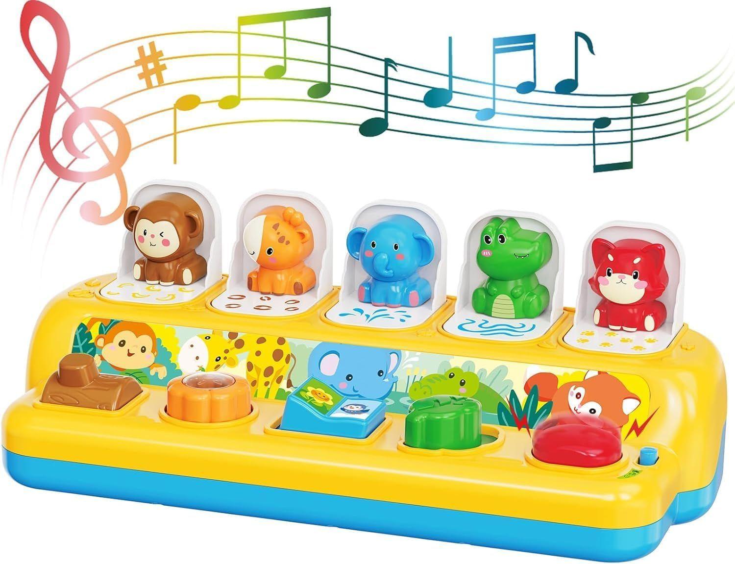 1pcs Jouets avec musique et lumières Pop Up animaux jouets pour enfants  garçons filles 1 2 3 4 ans jeux éducatifs motricité Fine