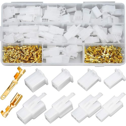 KYAOAYO-380Pcs Connecteur Électrique Moto/Autos 2.8 Mm Pas 2 3 4 6 Broches De Connecteurs Mâles Et Femelles Sertir Cosse Assortiment Kit (Cosse Electriques 40 Ensembles)