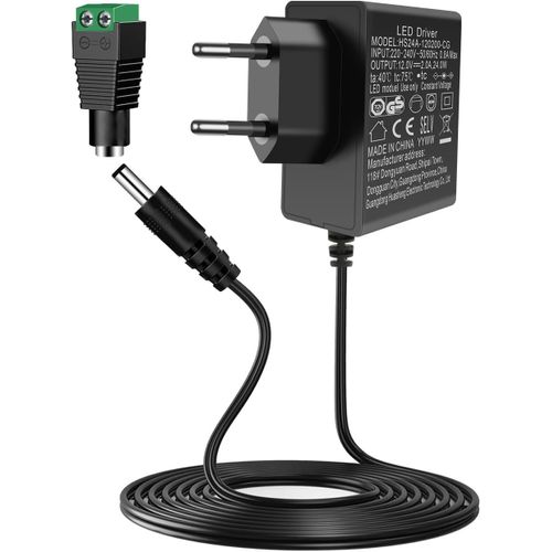 KYAOAYO-Alimentation 12V 2A, Chargeur Universel 12V 2A, Adaptateur Secteur Ac/Dc 220-240V 50/60Hz, Transformateur 220V Pr Cable, Power Adapter Supply Pour Lecteur Dvd Tv Led,Disque Externe