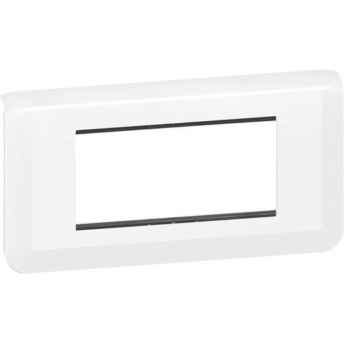 KYAOAYO-Plaque Avec Support Mosaic, Montage Horizontal 4 Modules, Design Contemporain Blanc, Fixation À Vis Facile, Compatible Avec Mécanismes Mosaic