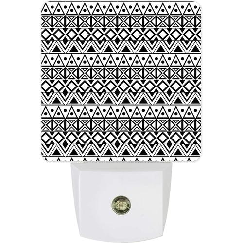 Veilleuse Led A Brancher Afrique Atez Tribe Ethnique Noir Blanc Motif Crepuscule A L'aube Capteur De Mouvement Lampe De Nuit Pour Chambre Cuisine Couloir Escaliers