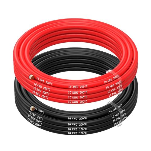 Kyaoayo-Fil Électrique Câble En Cuivre Étamé - 2 Fils Séparés Rouge Et Noir Chacun Pour Drones, Imprimantes 3d, Batteries, Fils De Haut-Parleurs, Bandes De Led (10 Awg, 2,5m)-Mmobiel