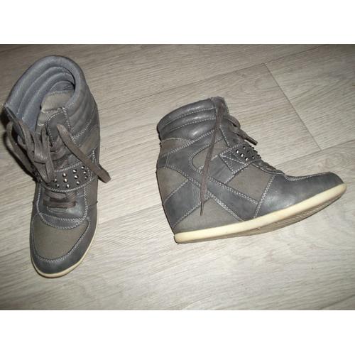 Bottines G One By Gemo Grises Simili Cuir Et Tissu Taille 37 Tbe
