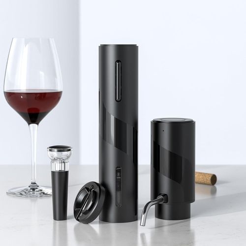 Kyaoayo-Ensemble Tire-Bouchon ¿¿Lectrique 4 En 1 - Rechargeable Par Usb - Avec D¿¿Canteur, A¿¿Rateur De Vin, Bec Verseur, Bouchon ¿¿ Vin Et Coupe-Capsule - Coffret Cadeau Pour Mariages, F¿ºtes Et U