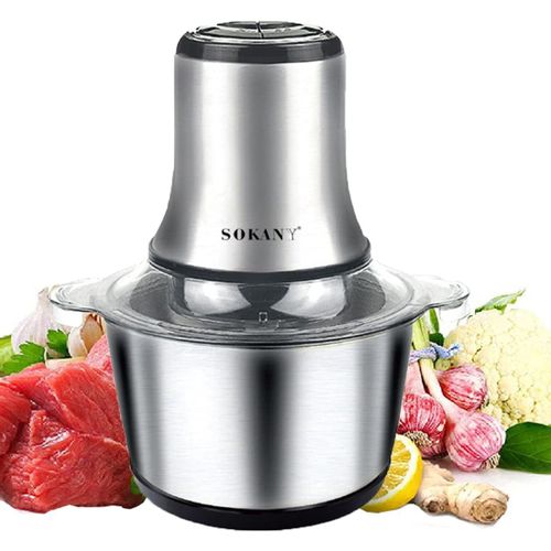 KYAOAYO-800W Hachoir ¿¿lectrique Mini Hachoir A Viande Electrique Avec Bol Acier Inox 3L, Robot Mixeur Petit Avec 2 Niveaux De Vitesse Et 4 Lames En Inox