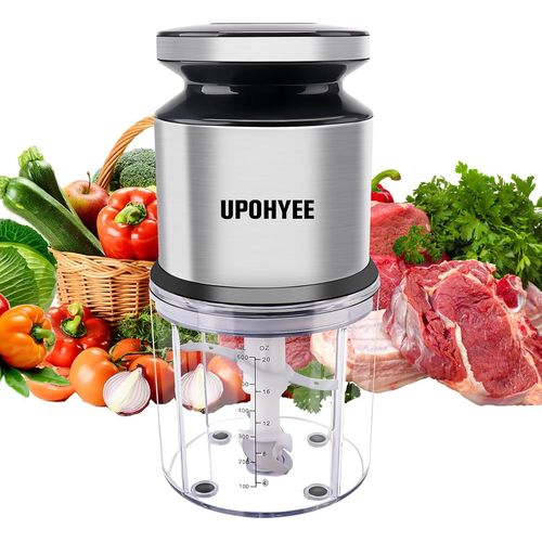 KYAOAYO-Hachoir ¿¿lectrique 400W Hachoir A Viande Avec 4 Lames Et 600Ml Bol Acier Inoxydable Electrique Mini Mixeur Robot Cuisine Pour Verdure Viande ¿¿pices