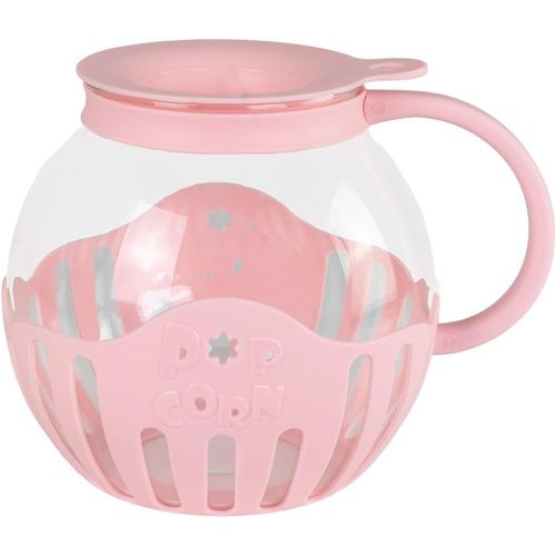 Kyaoayo-Machine ¿¿ Pop-Corn En Verre Pour Micro-Ondes 2,2 L Avec Grille En Silicone, Passe Au Lave-Vaisselle, Couleur Rose