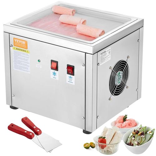 KYAOAYO-Machine ¿¿ Glace Roul¿¿e 28X24X2 Cm, Plancha ¿¿ Glace Roul¿¿e En Inox Alimentaire, Machine ¿¿ Rouler La Glace Commerciale, Avec Compresseur Et 2 Grattoirs, Pour Bars Caf¿¿s Boutiques De Desserts