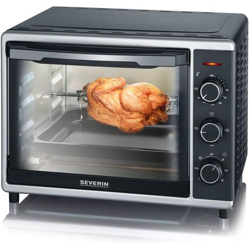 KYAOAYO-Mini-Four ¿¿ Chaleur Tournante 30 L Avec Tournebroche, Four Posable 1 600 W Design Simple Et ¿¿l¿¿gant ¿¿lectrique Avec Minuteur 120 Min, Noir/Inox, To 2056