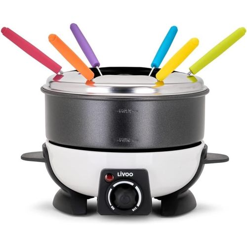 KYAOAYO-Doc106 Appareil ¿¿ Fondue 6 Personnes | Capacit¿¿ 1,6 L | 6 Fourchettes Incluses | Thermostat R¿¿glable | 500 Watts