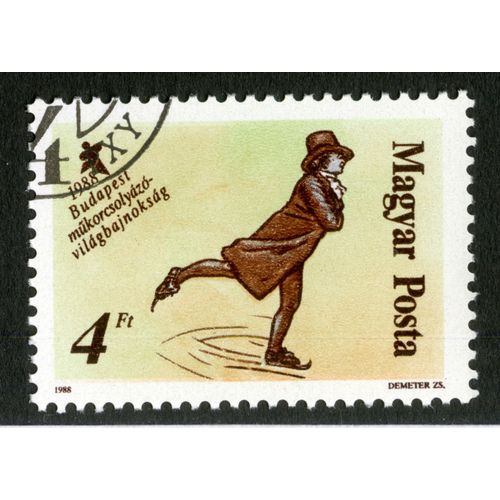 Timbre Oblitéré Magyar Posta, 1988 Budapest Mukorcsolyazo-Vilagbajnoksag, 1988, 4 Ft