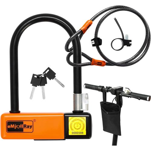 Kyaoayo-Antivol En U Pour Scooter Électrique Avec Câble, Antivol Robuste Pour Vélo, Câble De Sécurité De 10 Mm X 4 Pieds De Longueur Avec Support De Montage, Vélo Pliant, Scooter Électrique
