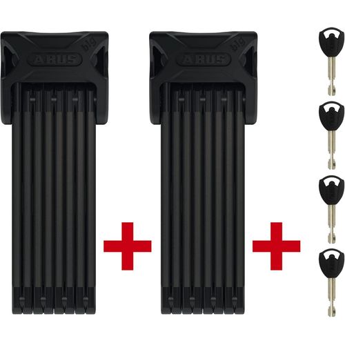 Kyaoayo-Bordo 6000-2 Lot De 2 Cadenas Pliables Pour Vélo En Acier Trempé À Fermeture Simultanée Niveau De Sécurité 10-120 Cm Noir
