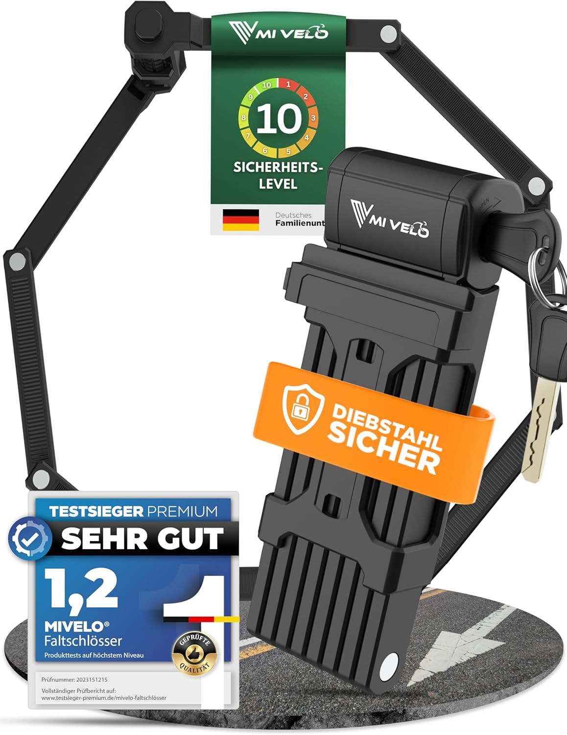 Kyaoayo-Antivol Pliable Pour Vélo - Haute Sécurité - 120 Cm De Long - Avec Clé - Support Inclus - Idéal Pour Vélo Électrique, Vtt Et Vélo De Route