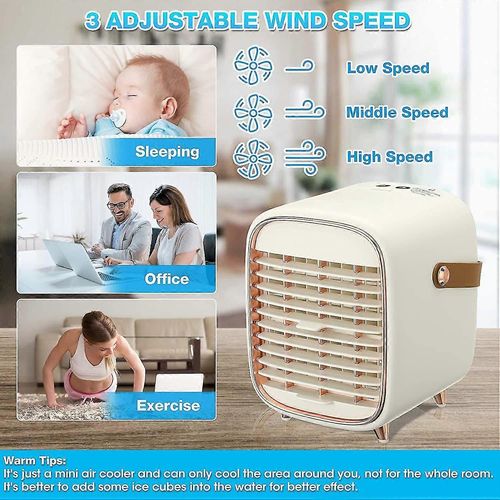 Climatiseur portable, refroidisseur d'air à 3 vitesses, ventilateur de refroidissement avec fonction de pulvérisation d'atomisation, mini climatiseur pour bureau, chambre, cuisine, etc.