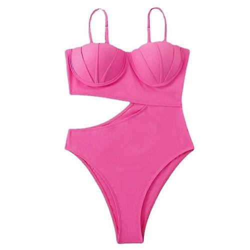 Maillot De Bain Une Pièce De Couleur Unie Pour Femme, Sexy, Motif Plastique, Épissage, Amincissant