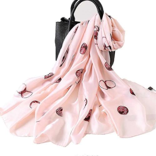 Longue Écharpe En Soie, Cape D'été Légère En Satin, Motif Floral Pour L'extérieur