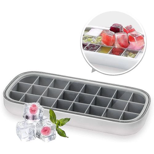 Bac À Glaçons Avec Couvercle, Bac À Glaçons En Silicone Stable, Anti-Déversement Et Facile À Démouler, Conçu Avec Un Cadre En Plastique Renforcé Et Une Cavité En Silicone Flexible, 6