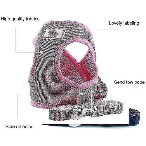 Harnais De Dressage Souple En Maille Pour Chien, Gilet Pour Chiots, Chats Et Petits Animaux, Ps042 (L, Rose)