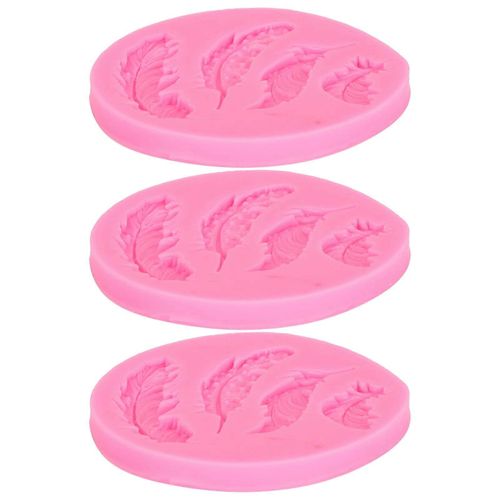 3pcs Plume Motif Silicone Moules Diy Gâteau Au Chocolat Fondant Support Moule Outil