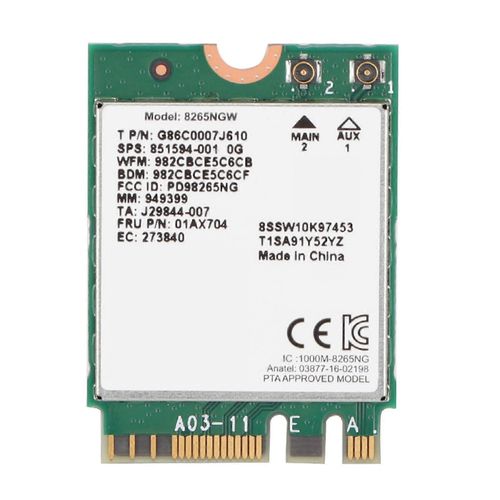 Bluetooth 4.2 pour carte réseau sans fil Intel 8265 867M 802.11AC 2.4G/5G pour Lenovo