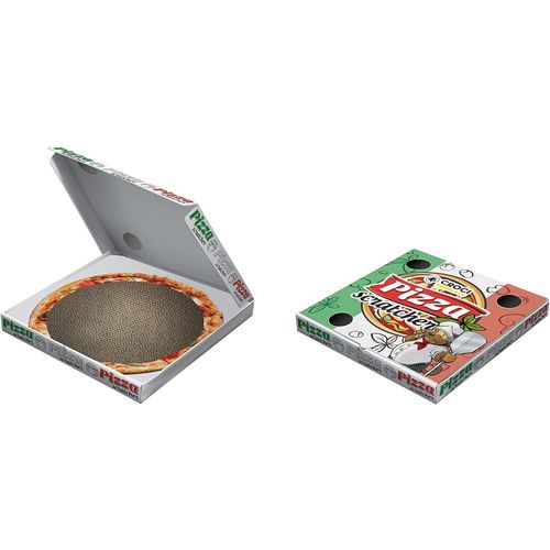 Ershi-Love Pizza - Arbre À Chat En Carton Pour Chat Adulte, 2 Couches Réversibles, Pieds Antidérapants, Sachet D'herbe À Chat Incl[126]