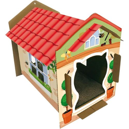 Ershi-Cassetta Villa Color - Arbre À Chat Pour Chats Adultes, Griffoir En Carton Avec Niche, Pour Grands Et Petits Chats, 42 X 35 [34]