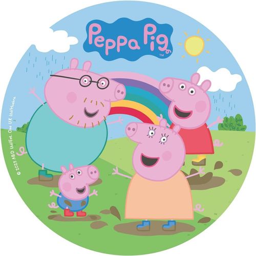Ershi-Dekora, Peppa Pig, Disque D'azyme Comestible, Décoration Pour Gâteaux D'anniversaire D'enfants, Rond 20 Cm[5053]