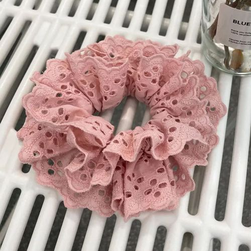 Chouchou Classique Pour Cheveux En Tissu Brodé Vintage Rose