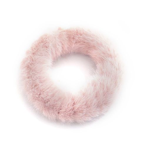 Chouchou Classique Pour Cheveux En Fourrure Duveteuse Rose