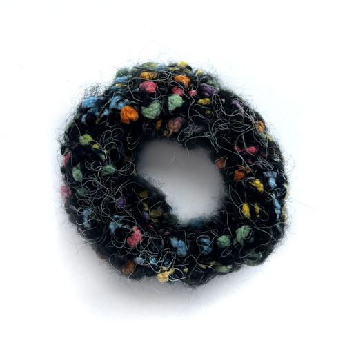 Chouchou Duveteux Pour Cheveux En Tweed Mystique Bohème Noir