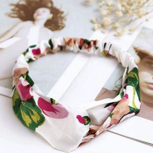 Bandeau Torsadé Pour Cheveux Casual En Satin Fleuri Minimaliste Blanc