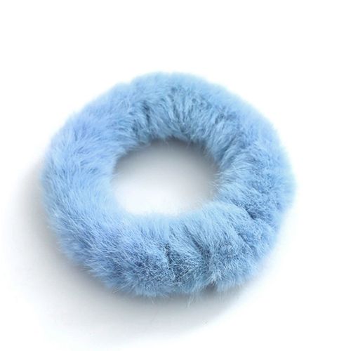 Chouchou Classique Pour Cheveux En Fourrure Duveteuse Bleu