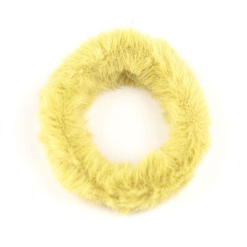 Chouchou Classique Pour Cheveux En Fourrure Duveteuse Jaune