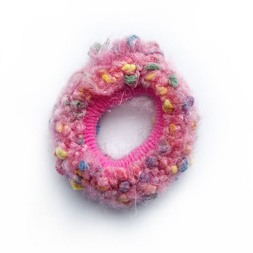 Chouchou Duveteux Pour Cheveux En Tweed Mystique Bohème Rose