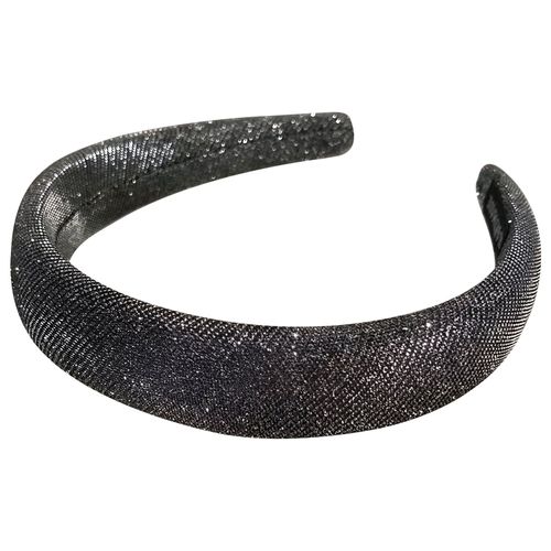 Serre-Tête Large Pour Cheveux En Tissu Brillant Uni Rétro Gris Foncé