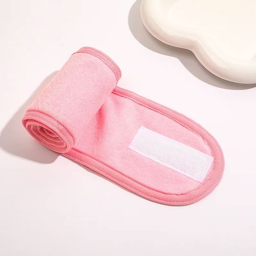Bandeau Spa Pour Cheveux En Microfibre À Texture Cotonneuse Rose