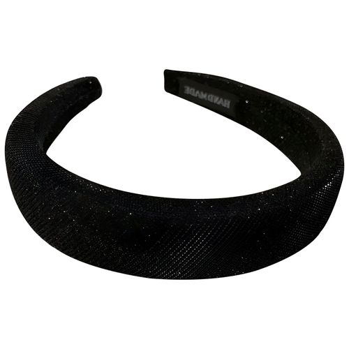 Serre-Tête Large Pour Cheveux En Tissu Brillant Uni Rétro Noir