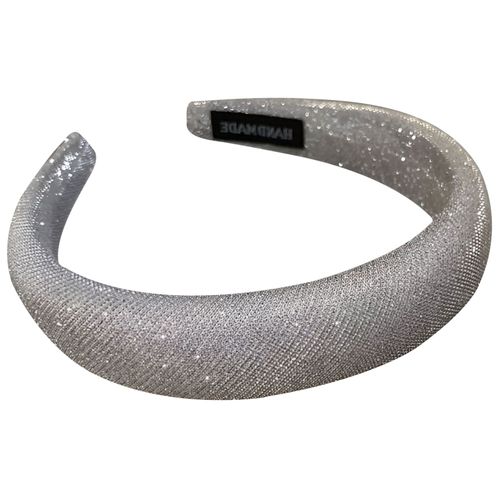 Serre-Tête Large Pour Cheveux En Tissu Brillant Uni Rétro Gris Argenté