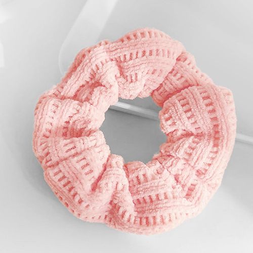 Chouchou Classique Pour Cheveux En Velours Tricoté Rétro Rose