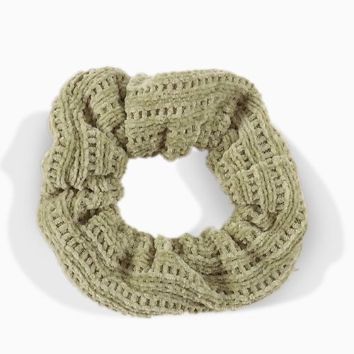 Chouchou Classique Pour Cheveux En Velours Tricoté Rétro Vert