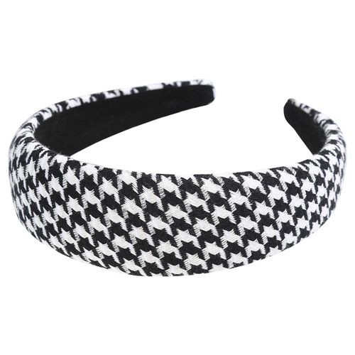 Serre-Tête Large Pour Cheveux En Tissu Jacquard Pied De Poule Grands Carreaux