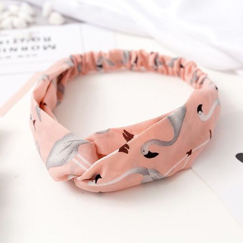 Bandeau Torsadé Pour Cheveux En Satin Imprimé Flamant Rose Tropical Rose