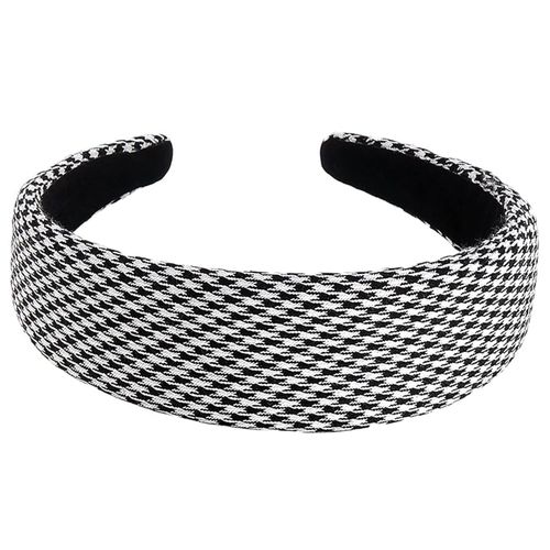 Serre-Tête Large Pour Cheveux En Tissu Jacquard Pied De Poule Classique