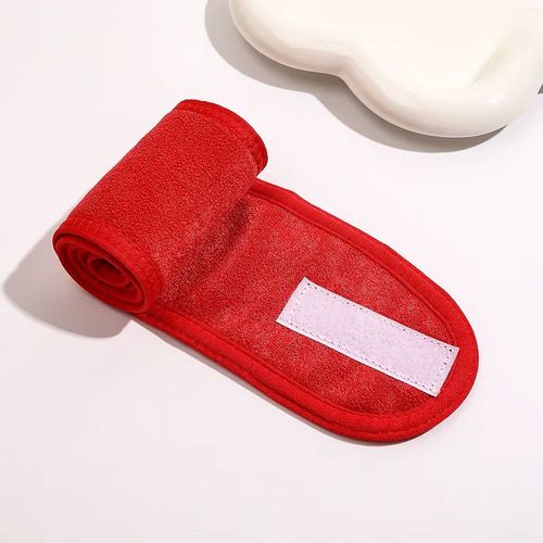 Bandeau Spa Pour Cheveux En Microfibre À Texture Cotonneuse Rouge