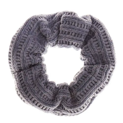 Chouchou Classique Pour Cheveux En Velours Tricoté Rétro Gris Charbon