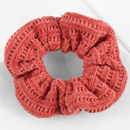 Chouchou Classique Pour Cheveux En Velours Tricoté Rétro Rouge