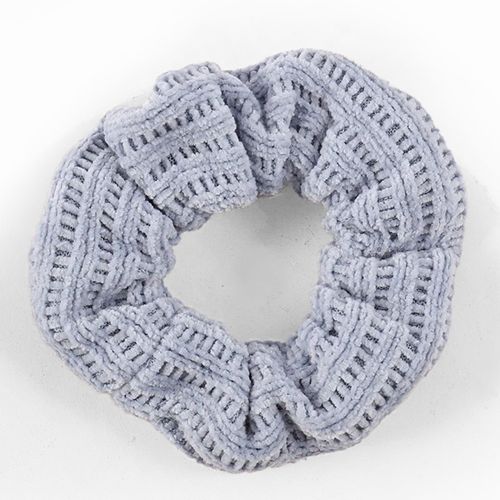 Chouchou Classique Pour Cheveux En Velours Tricoté Rétro Gris